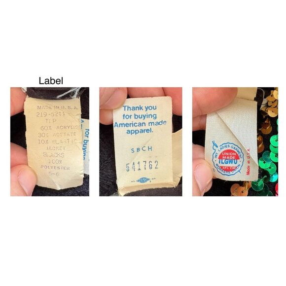 70s vintage black rainbow sequin disco festival strapless tube top pant jumpsuit - Picture 10 of 10